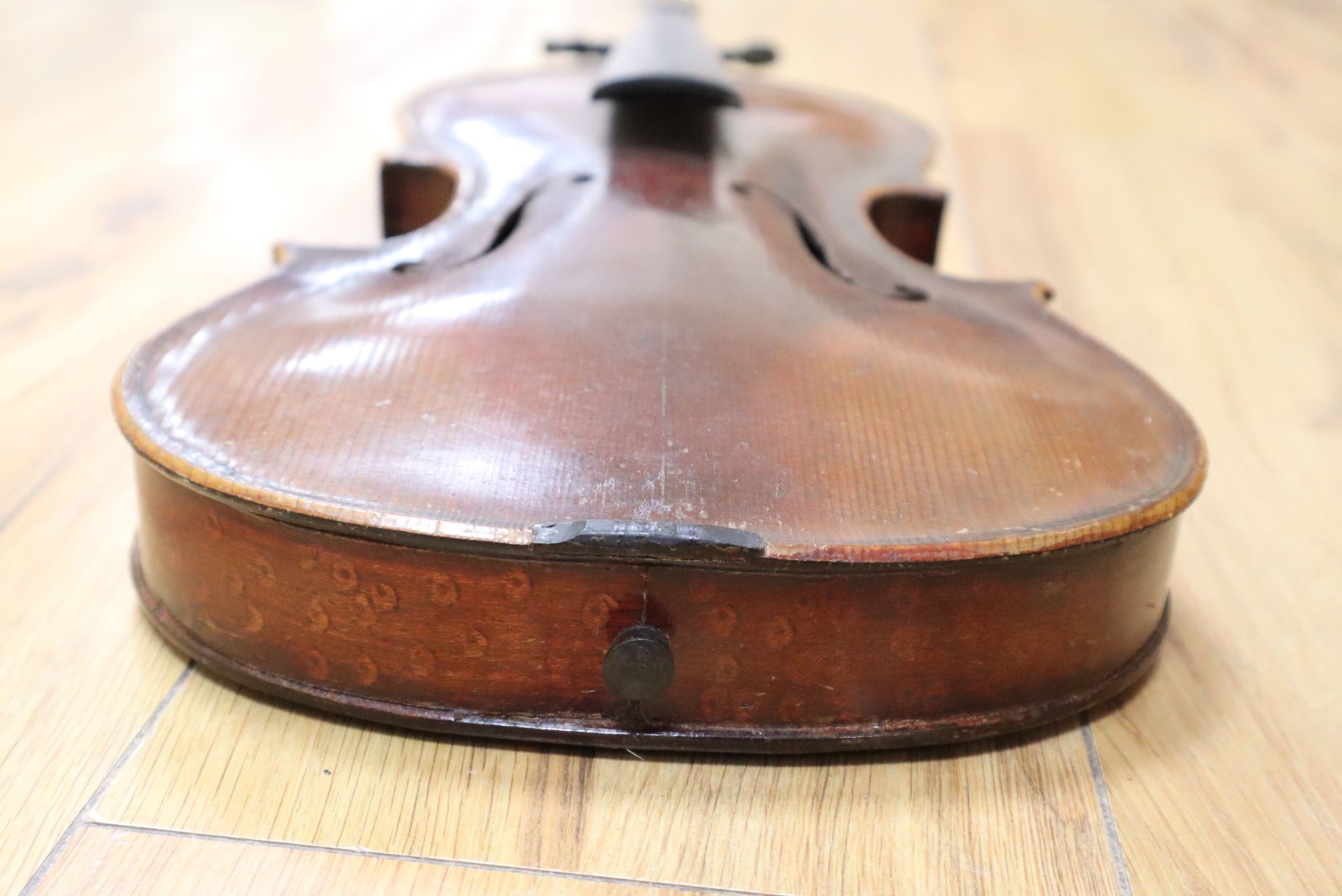 A 19th century German violin, length of back 35.5cm, cased